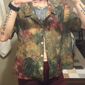 Source Unknown Multicolor Floral Button-Down Shirt